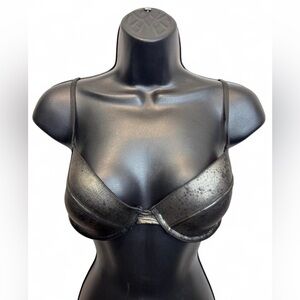 Baby phat Black leather bra with pink lining #leather #lingerie